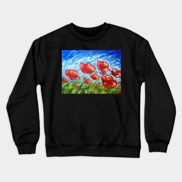 Poppy Summer Crewneck Sweatshirt by irajane